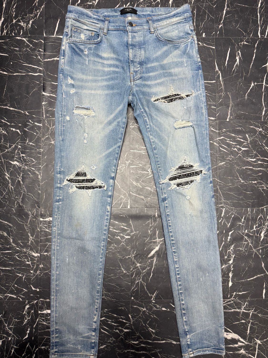 Amiri Jeans Black Paisley Patch Mx1 Sz 31 U