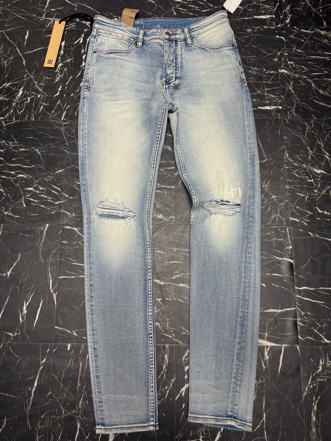 Ksubi Jeans Blue Wash Knee Rips Sz 32 New