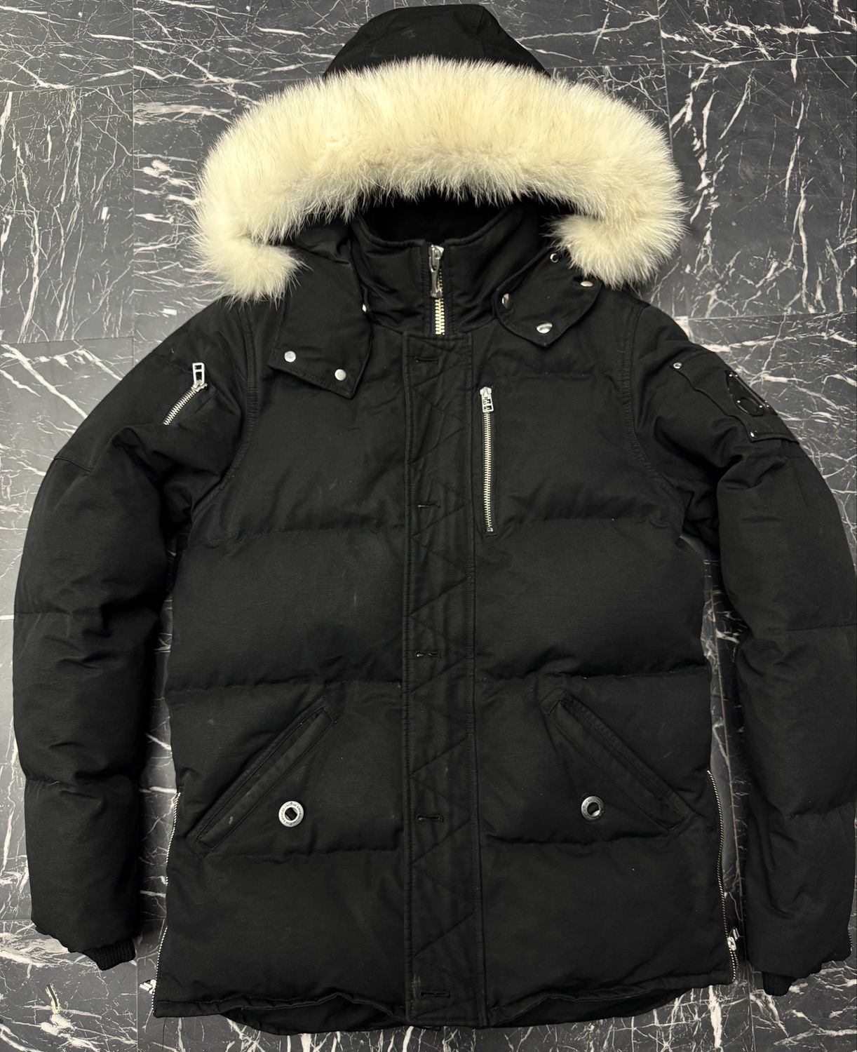 Moose Knuckle Coat White Fur Used Medium