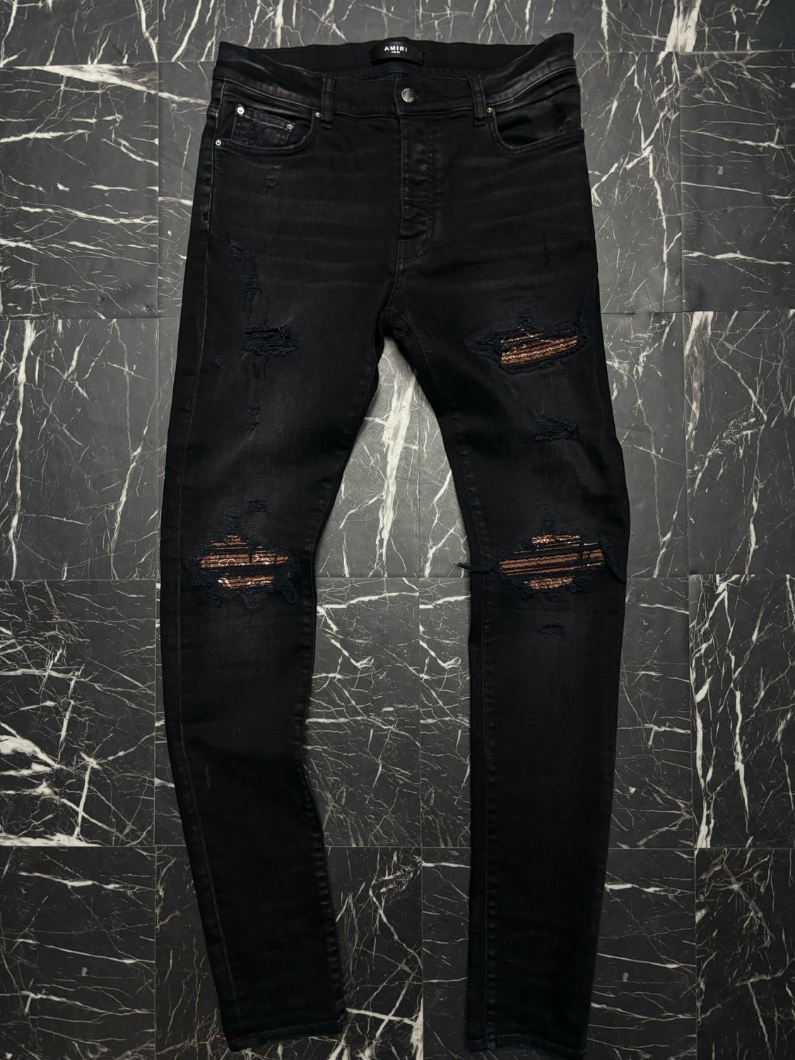 Amiri Mx1 Brown Patch Paisley sz 33