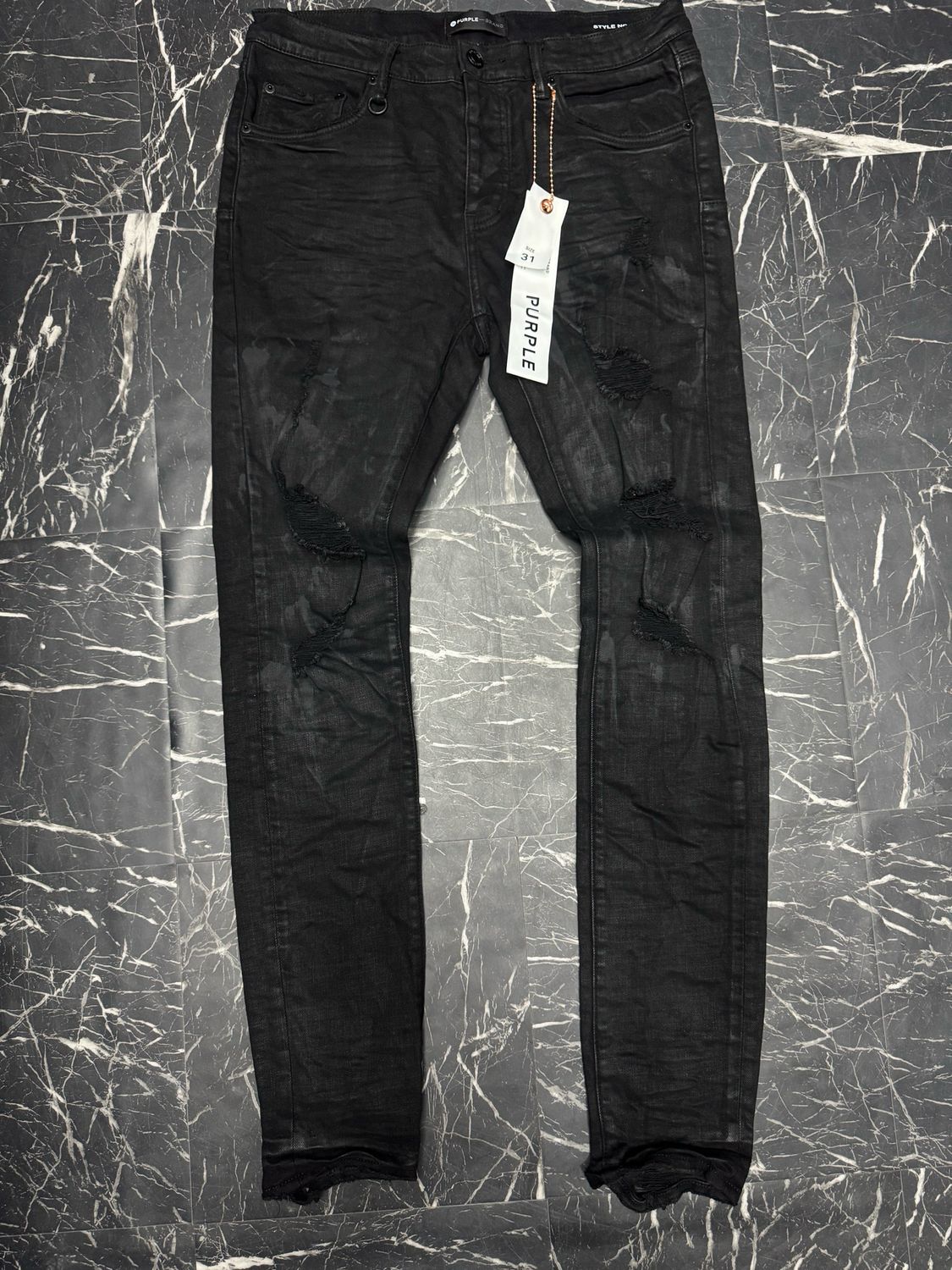 Purple Jeans Black Ripped