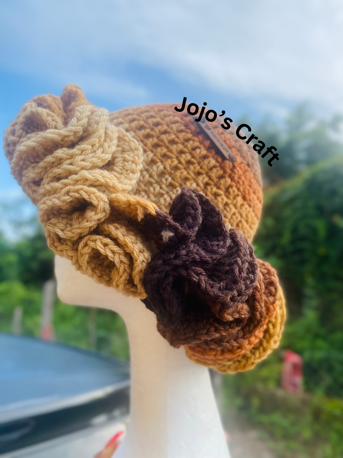 Shades Of Brown Ruffle Hat