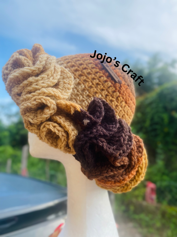Shades Of Brown Ruffle Hat