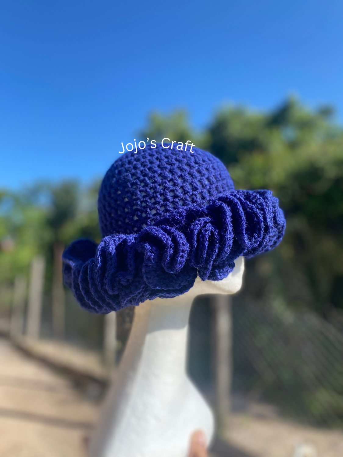 Navy Blue Ruffle Hat