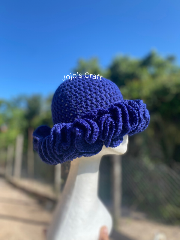 Navy Blue Ruffle Hat
