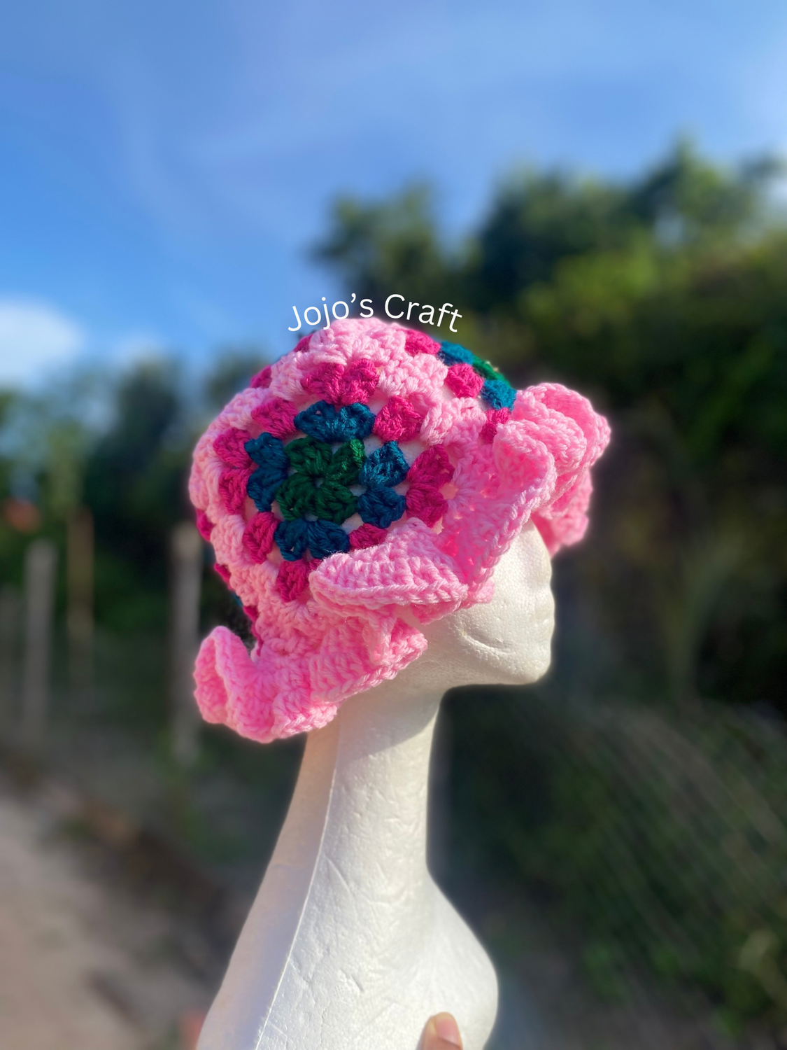 Granny Square Ruffle Hat- Medium Ruffles