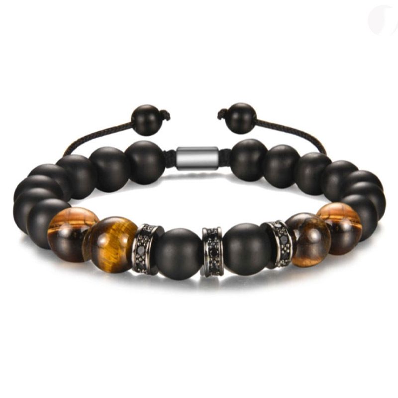 Hand-Woven Tiger Eye Stone Bracelet for Men