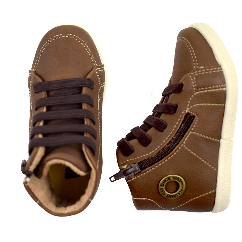 KLIN - Baby Flyer - Zapato casual amarrado con café para niño