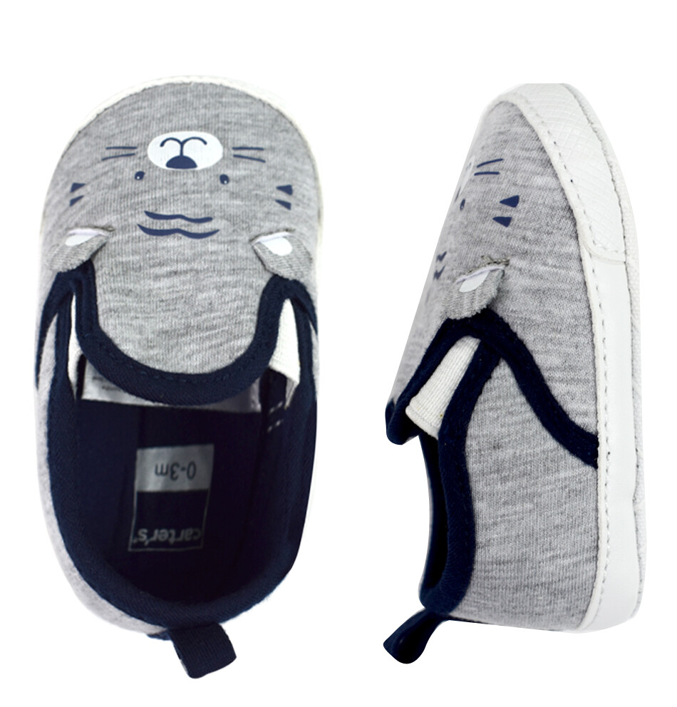 CARTERS  - Zapato de canvas de meter gris azul y blanco de niño