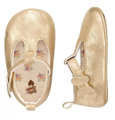 OSHKOSH - Zapatos de niña dorados con mariposa