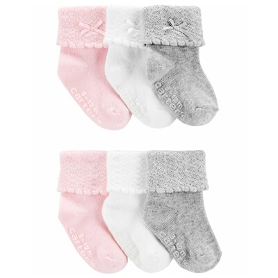 Calcetas Carters  para niñas 6 pares  rosado  blanco y gris.