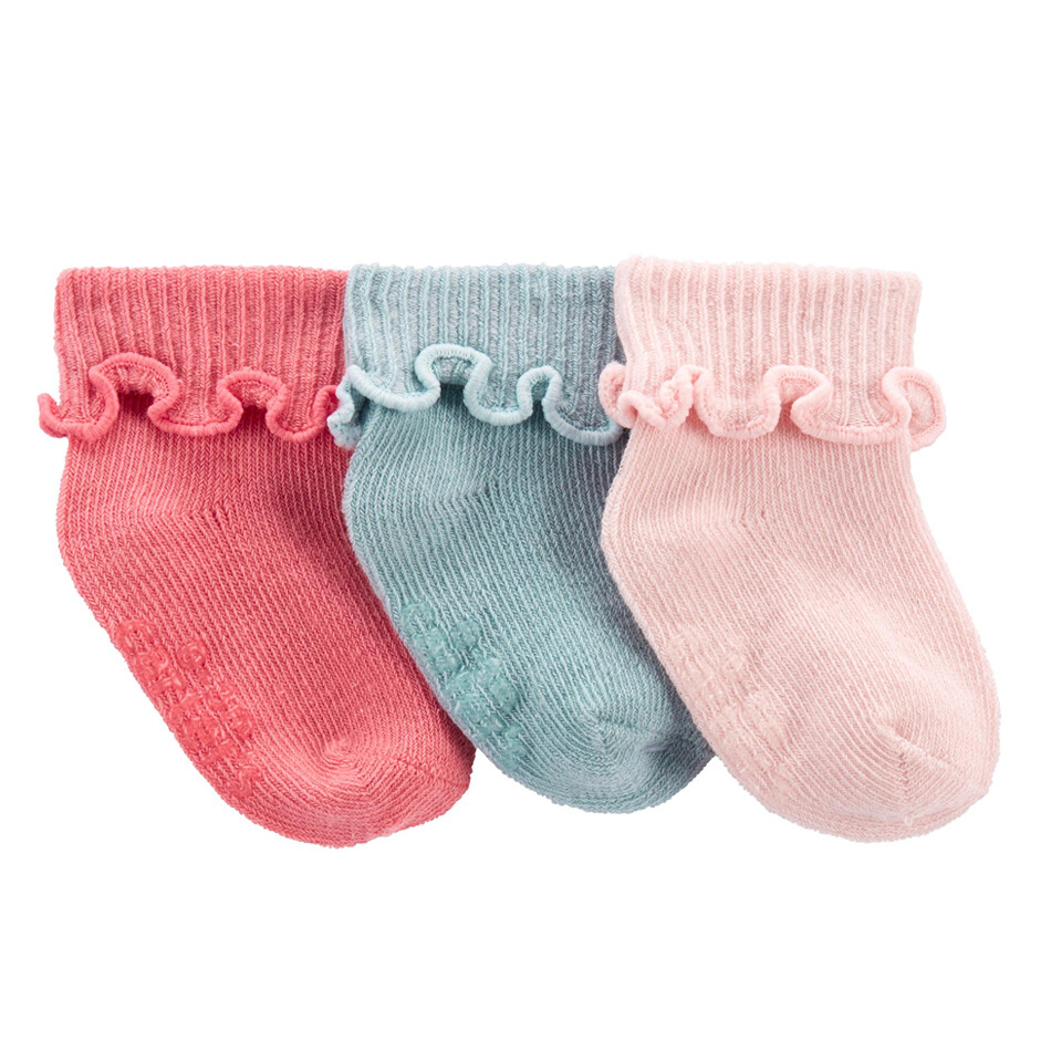 CALCETAS CARTERS - 3 pk calcetas dobladas, rosado, aqua, rosado pálido