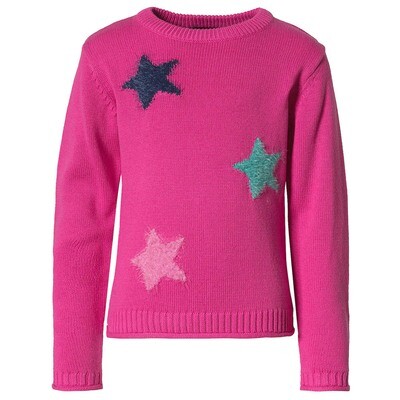 Suéter cerrado rosado con estrellas de colores