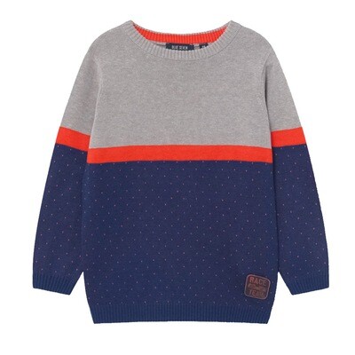 BLUE SEVEN-Suéter cerrado gris rojo y azul