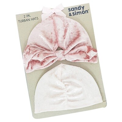 Paquete de 2 gorritos turbante Sandy and Simon rosado