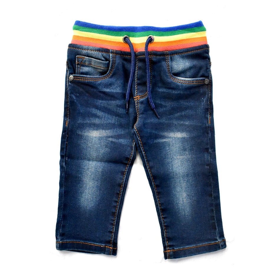Pantalón de lona con cinturón de colores, azul obscuro