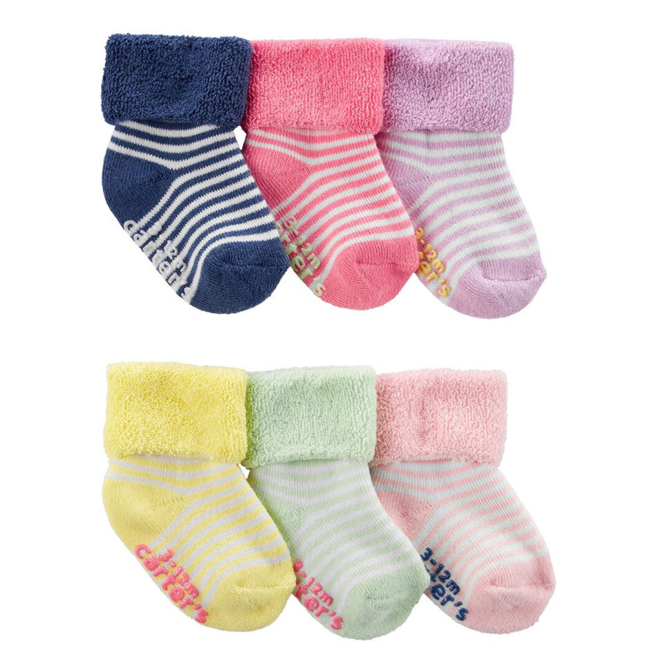 Calcetas Carters 6 pares de toalla para bebé multicolor