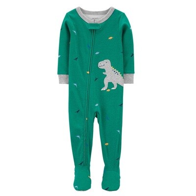 Pijama con pies Carters verde estampado dinosaurio