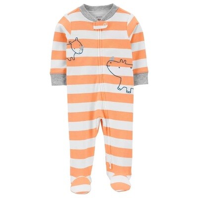 Pijama con pies Carters rayada blanco y naranja