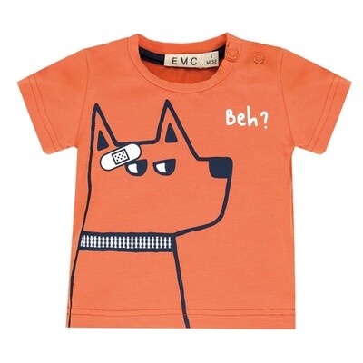 T-shirt manga corta EMC con estampado de perro naranja