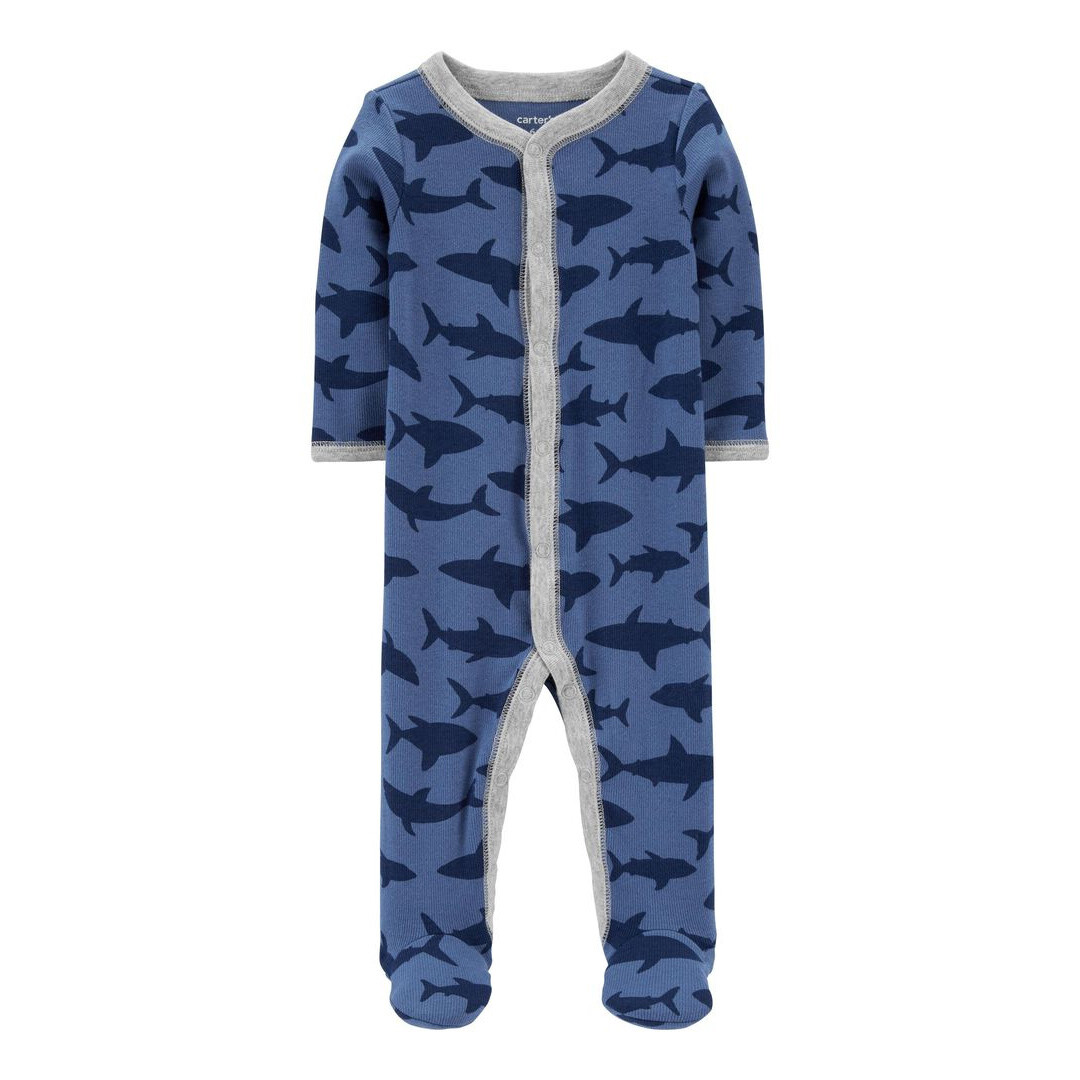 Pijama con pies Carters azul estampada ballenas