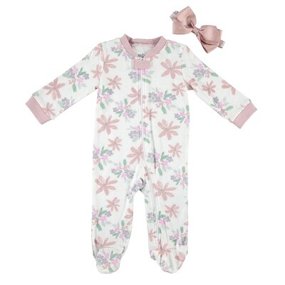Pijama con pies y accesorio para cabello Chick Pea floral