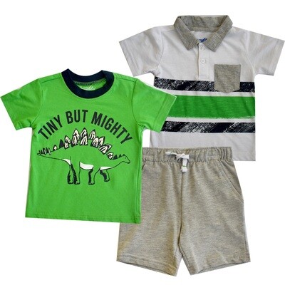 Conjunto 3 piezas Childrens camisa tipo polo T-shirt y short