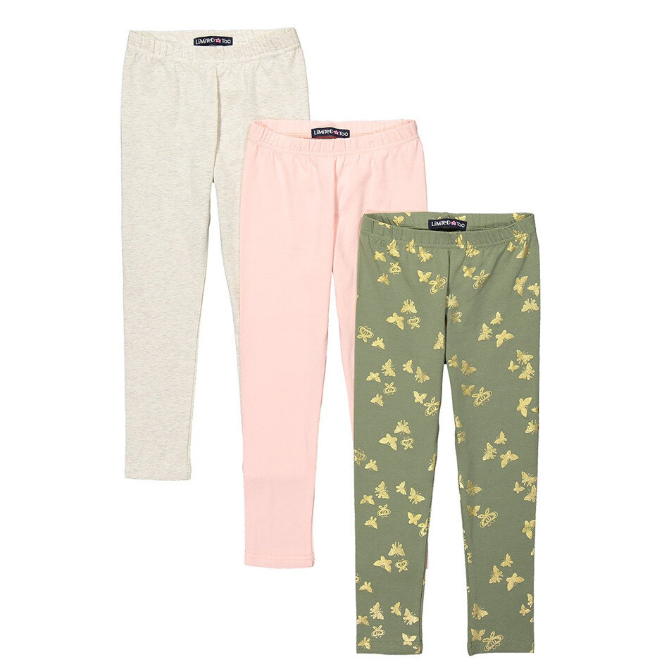Conjunto 3 leggins Limited 2 beige rosado y verde