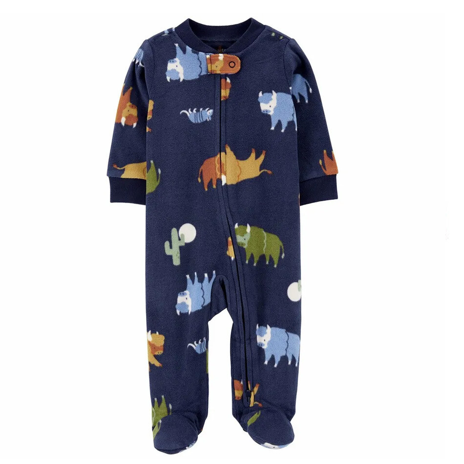 Pijama de microfleece azul marino estampado de animales
