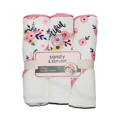 Set de 3 toallas Sandy & Simon con capucha para niña Beautiful