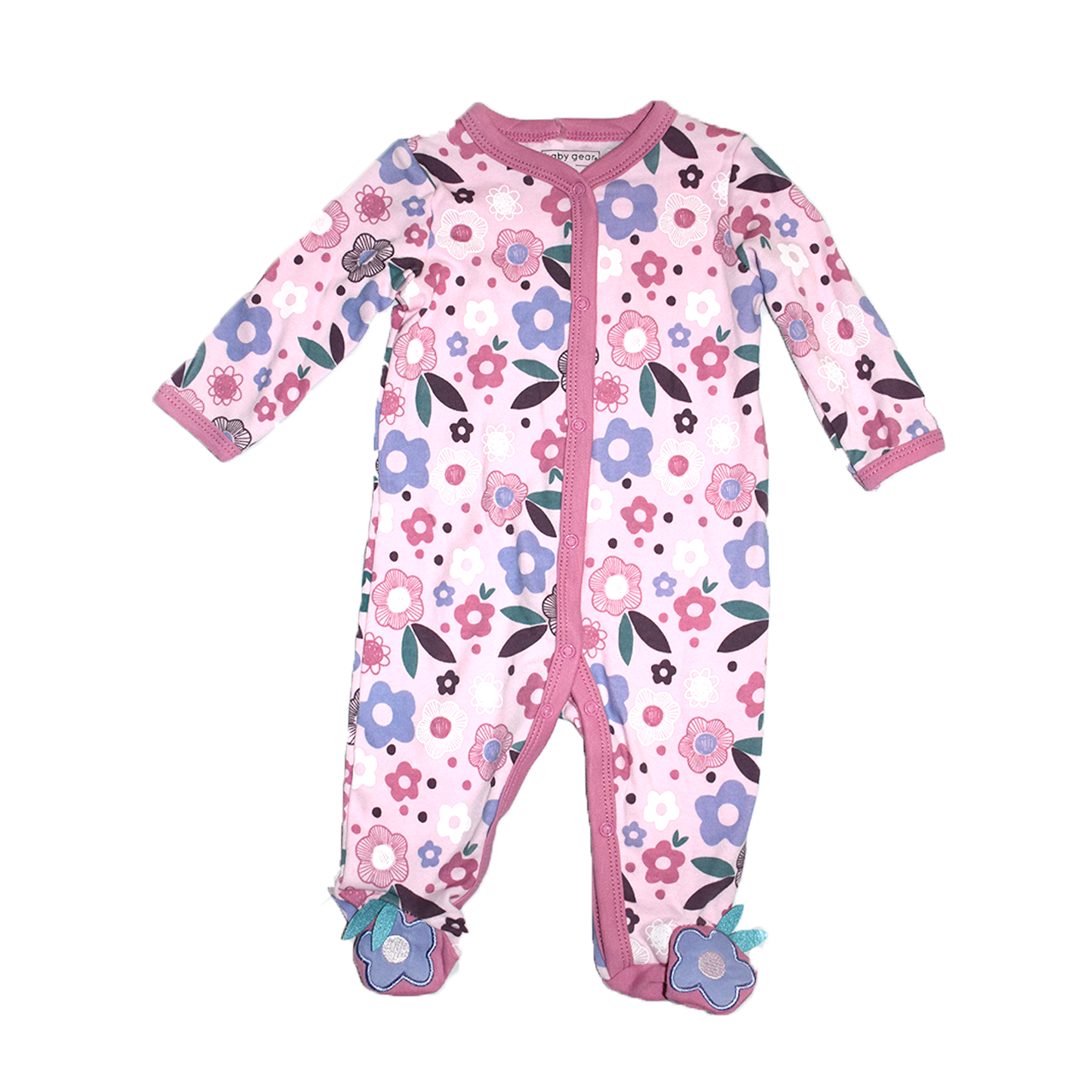 Pijama con pies Baby Gear rosada estampado floral