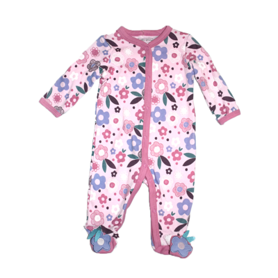 Pijama con pies Baby Gear rosada estampado floral
