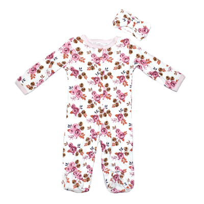 Pijama con pies Baby Gear y accesorio para cabello  floral