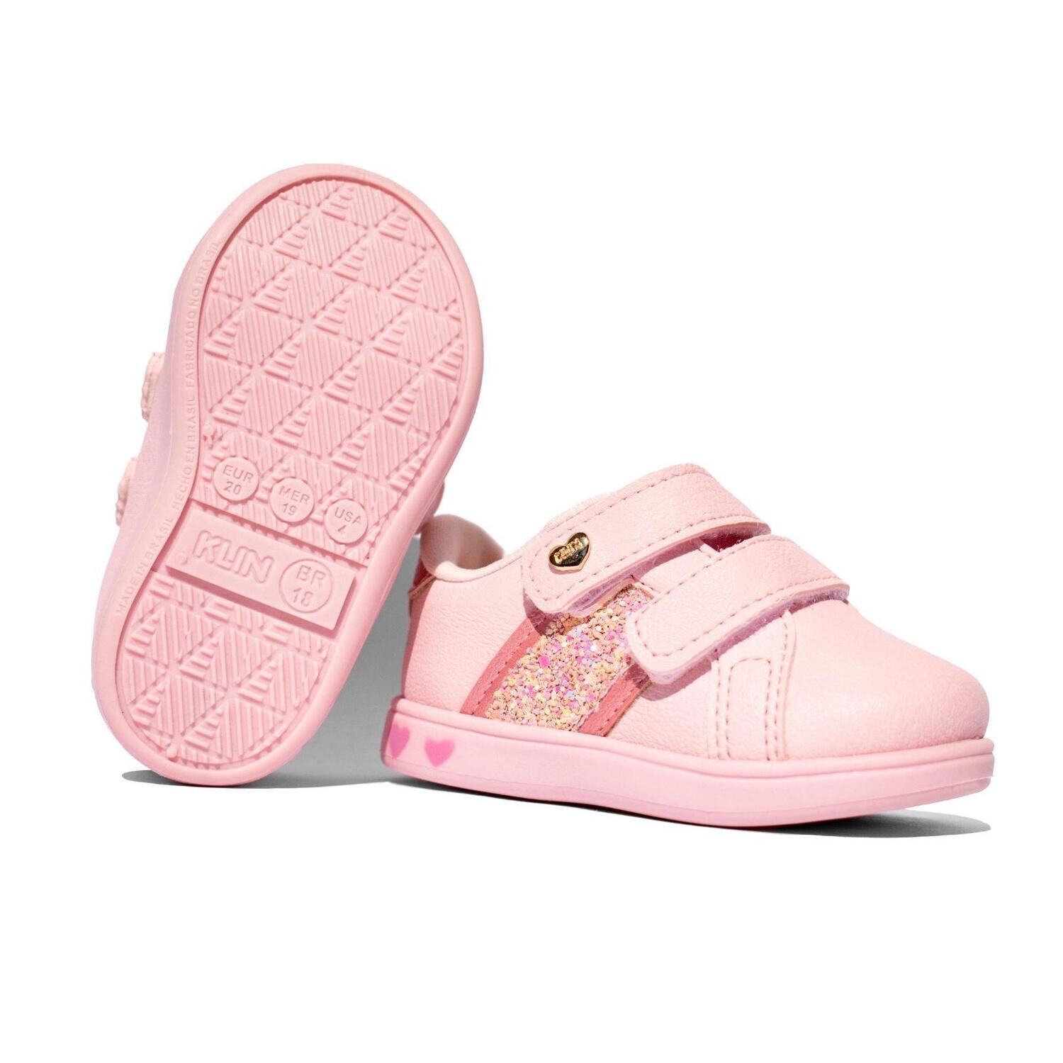 Zapato tenis Klin Moon con velcro rosado