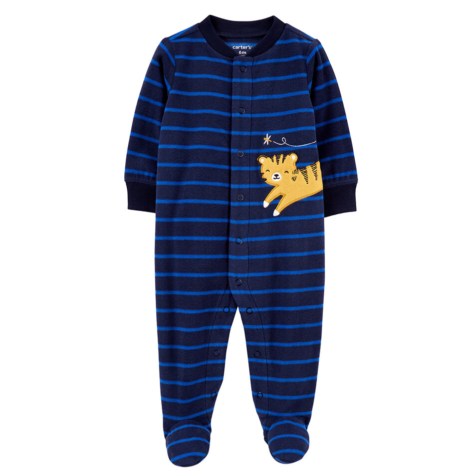 Pijama con pies Carters microfleece rayada azul con tigre