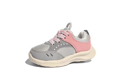 Zapatos tenis Oshkosh con cintas para niña rosado y gris Fable