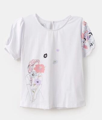 Blusa Polito manga corta blanca estampada