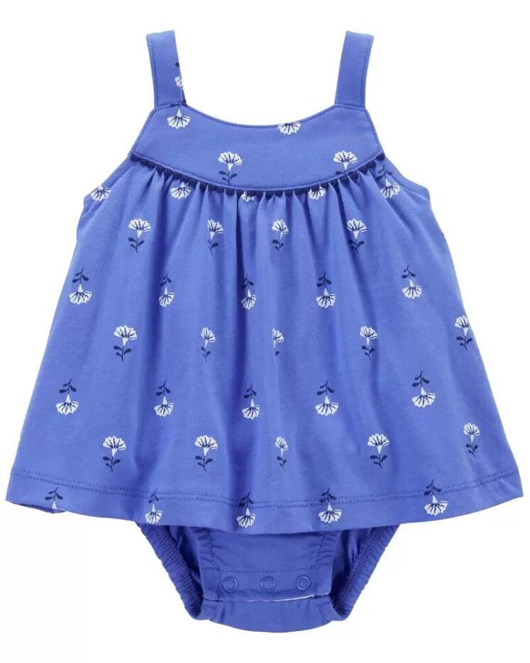 Vestido Carters Baby con tirantes y calzoncito floral azul