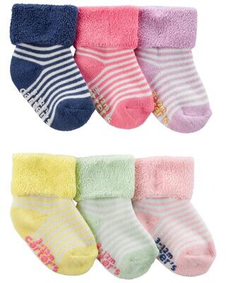 Calcetas Carters 6 pares dobladas rayadas multicolor