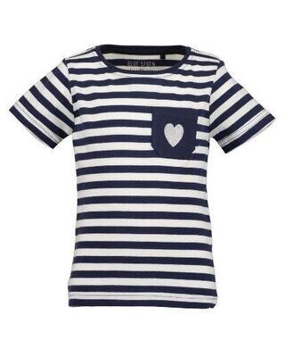 T-shirt Blue Seven manga corta rayada con bolsita estampado corazón