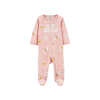 Pijama Carters con pies y zipper estampado floral rosado niña