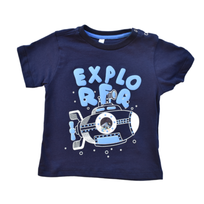 T-shirt People manga corta estampado Explorer azul marino niño