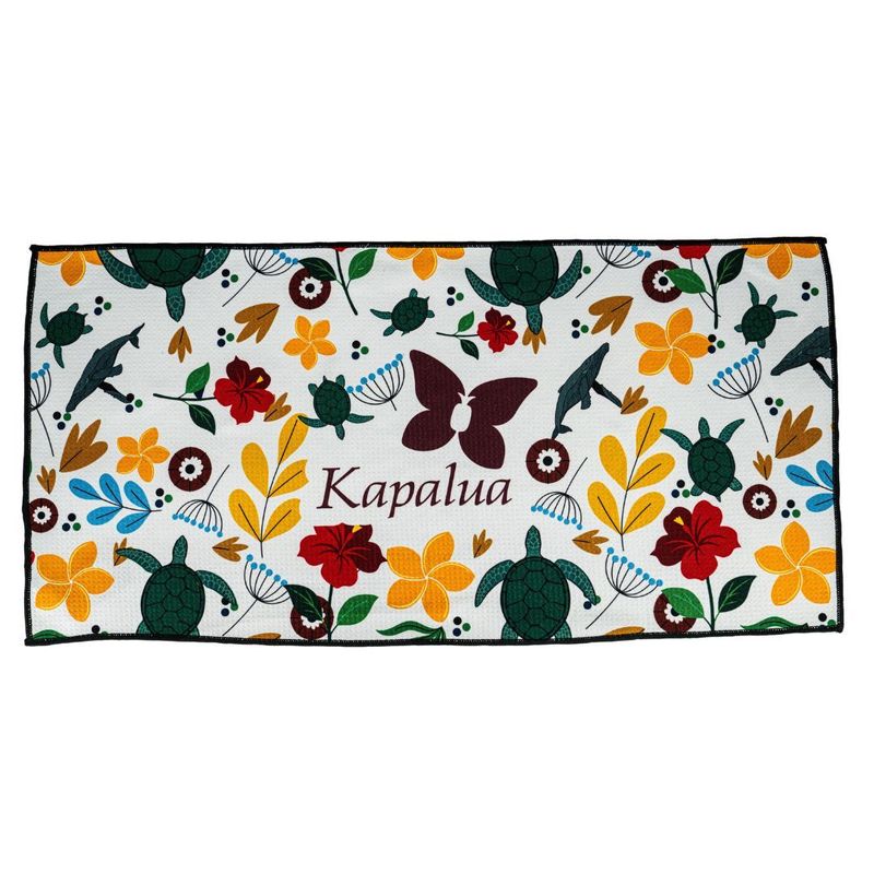KAPALUA WAFFLE MAROON FLORAL TOWEL