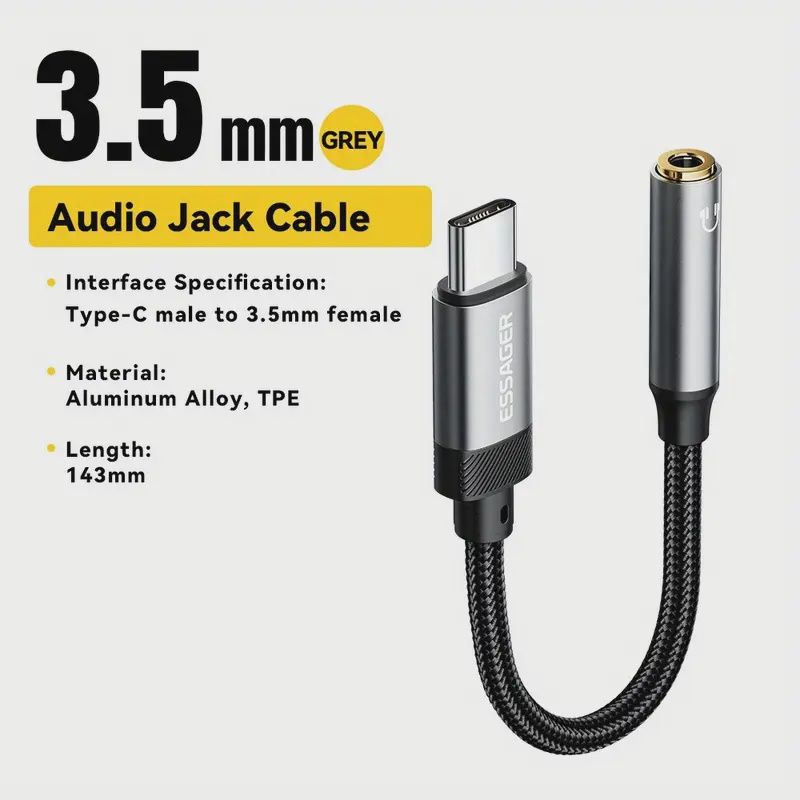 Essager Type C to 3.5mm jack AUX cable محول اي يواكس الى سي