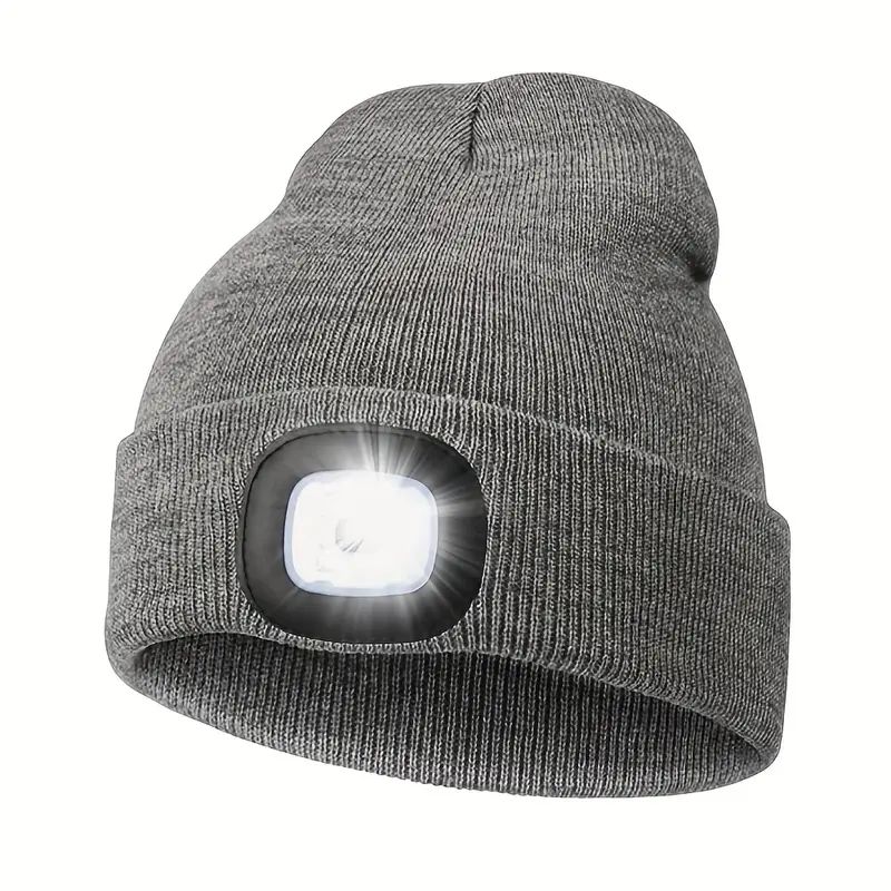LED Beanie Hat With Light Adult  قبعة مع إضاءة ليد شحن مدمج للكبار
