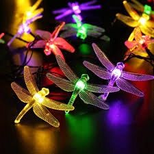 5M, 20 LEDs Solar Dragonfly String Lights –  إضاءة ملونة 5متر زينة خارجية طاقة شمسية