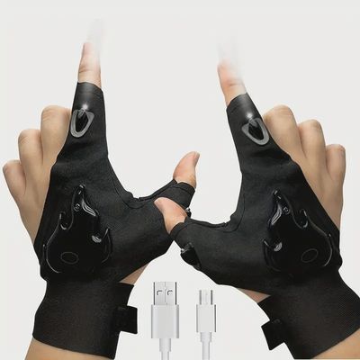 LED Flashlight Gloves USB Rechargeable قفازات مع إضاءة شحن