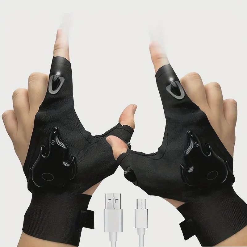 LED Flashlight Gloves USB Rechargeable قفازات مع إضاءة شحن