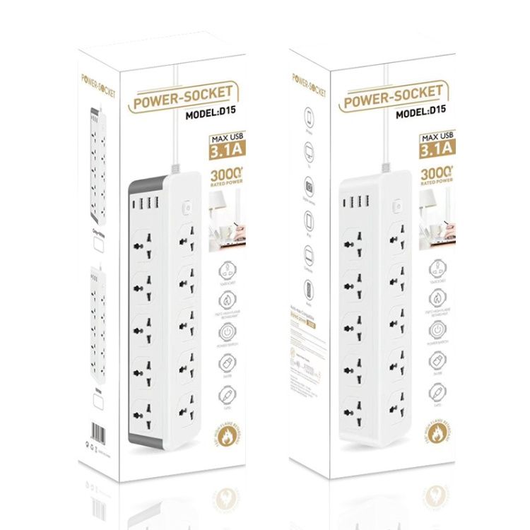 2m Power Socket Extension - Vertical w/USB Port موزع عامودي مع فتحات يو اس بي