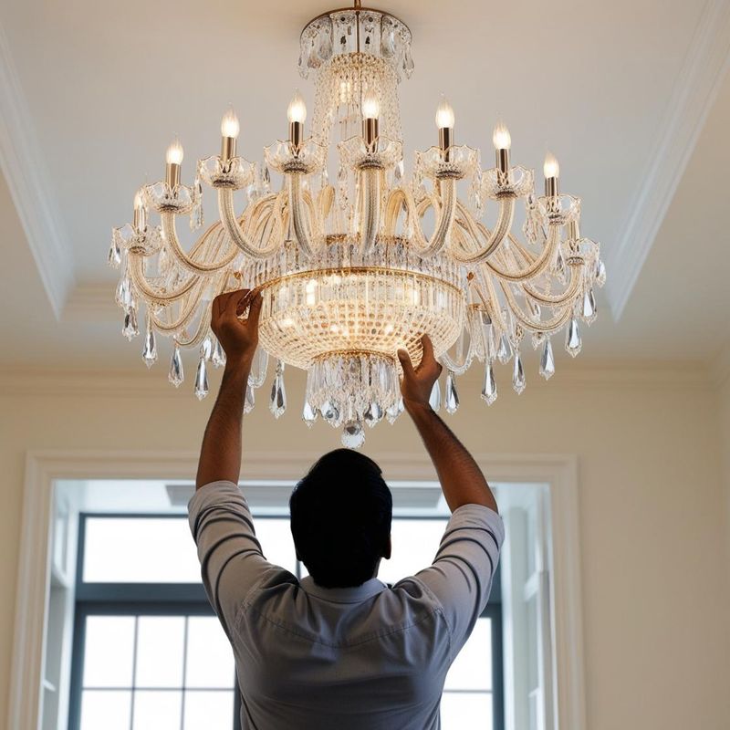 Chandelier installation تركيب ثريا